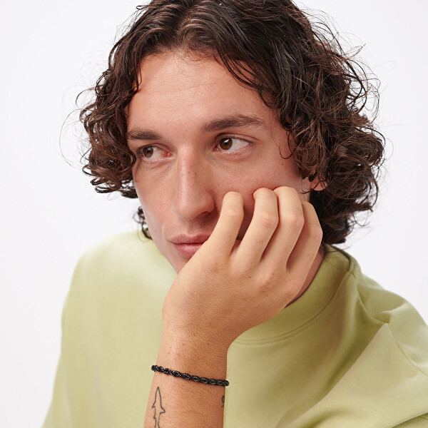 Černý náramek z oceli Valis Ripple SRP94