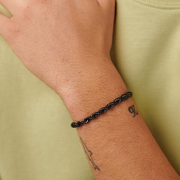 Černý náramek z oceli Valis Ripple SRP94