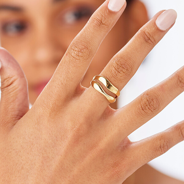 Elegantní prsten z pozlacené oceli Emotion SMO32