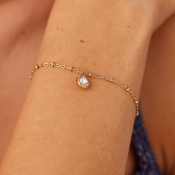 Jemný pozlacený náramek s krystalem Aurora SAR63