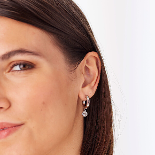 Kruhové ocelové náušnice s krystaly Aurora SAR68