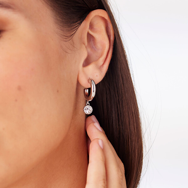 Kruhové ocelové náušnice s krystaly Aurora SAR68