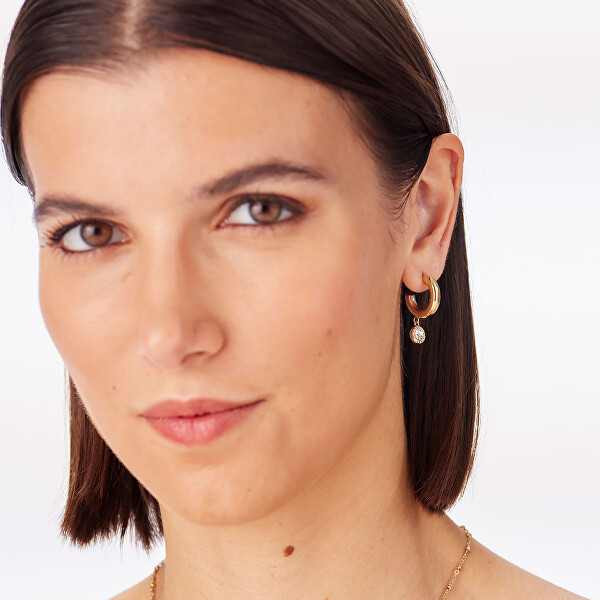 Kruhové pozlacené náušnice s krystaly Aurora SAR69