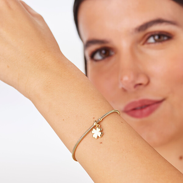 Luxusní pozlacený náramek se čtyřlístkem Click SCK290