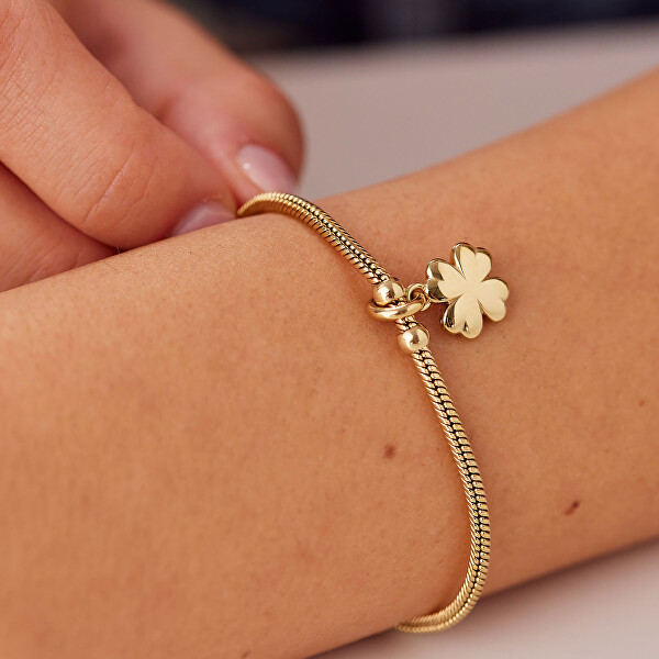 Luxusní pozlacený náramek se čtyřlístkem Click SCK290