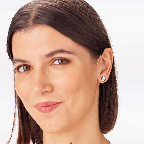 Minimalistické ocelové náušnice s čtyřlístky CLICK SCK295