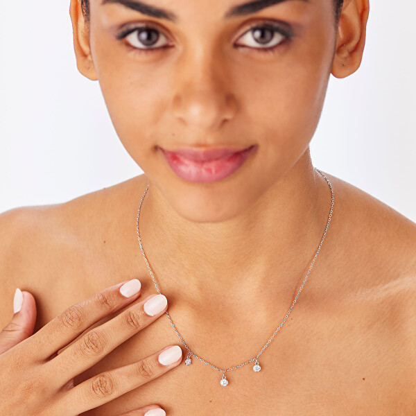 Ocelový náhrdelník s kubickými zirkony Dazzly SDZ141