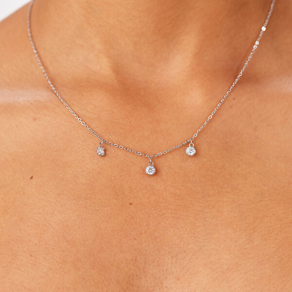 Ocelový náhrdelník s kubickými zirkony Dazzly SDZ141