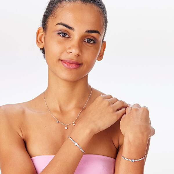 Ocelový náhrdelník s kubickými zirkony Dazzly SDZ141