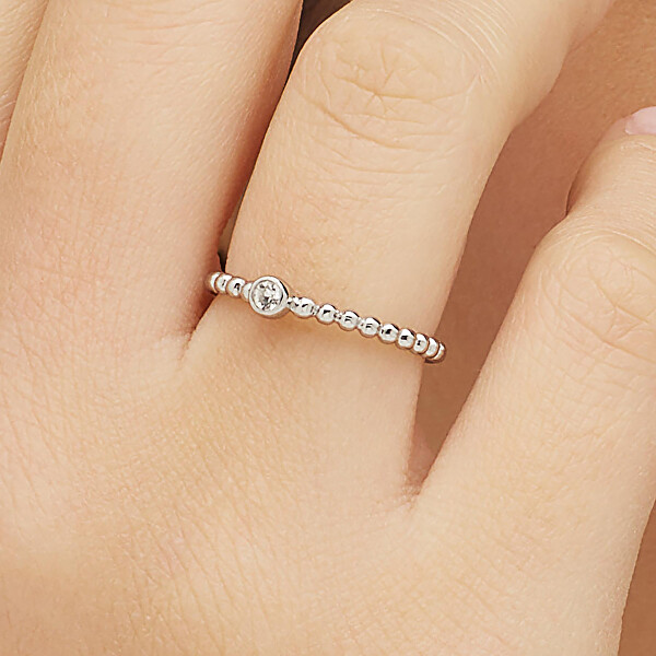 Minimalistický ocelový prsten s krystalem For Love SFV46