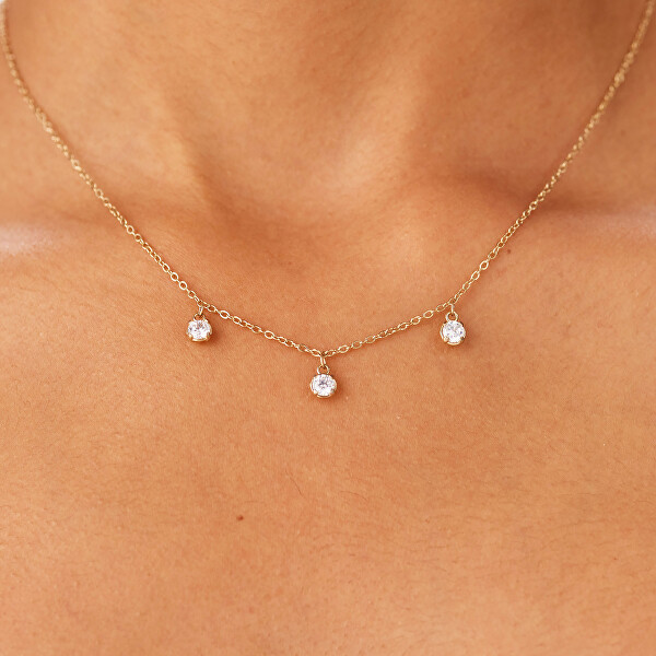 Pozlacený náhrdelník s kubickými zirkony Dazzly SDZ145