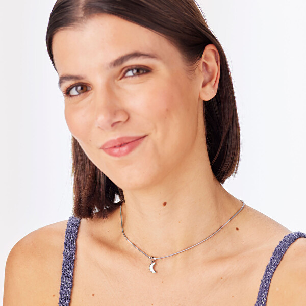 Moderní ocelový náhrdelník Měsíc Click SCK286