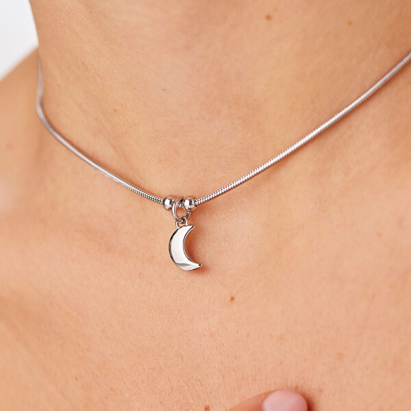 Moderní ocelový náhrdelník Měsíc Click SCK286