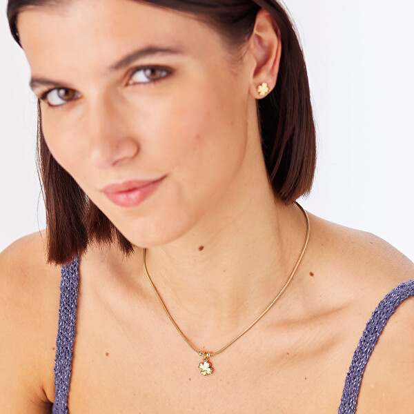 Pozlacený náhrdelník pro štěstí Čtyčlístek Click SCK283