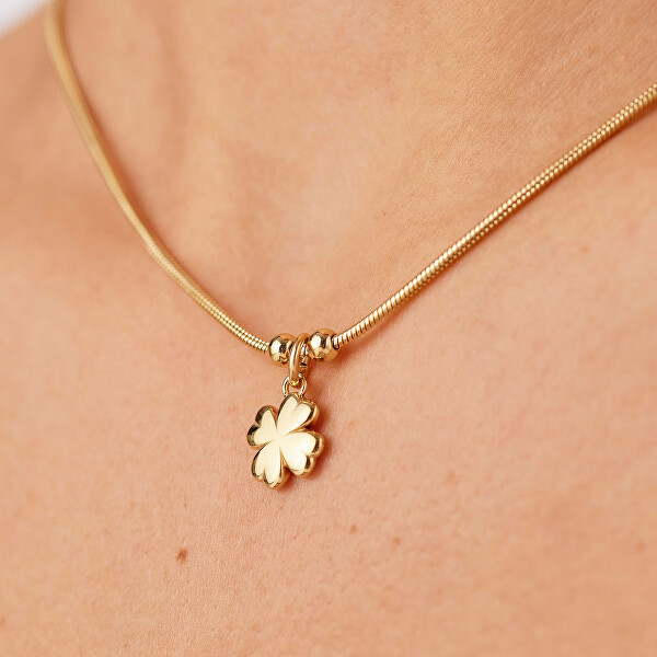 Pozlacený náhrdelník pro štěstí Čtyčlístek Click SCK283