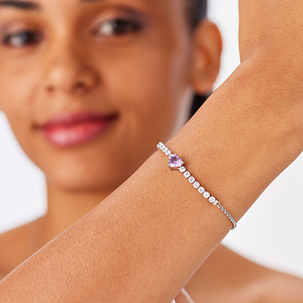 Módní ocelový náramek se zirkony Srdce Dazzly SDZ153