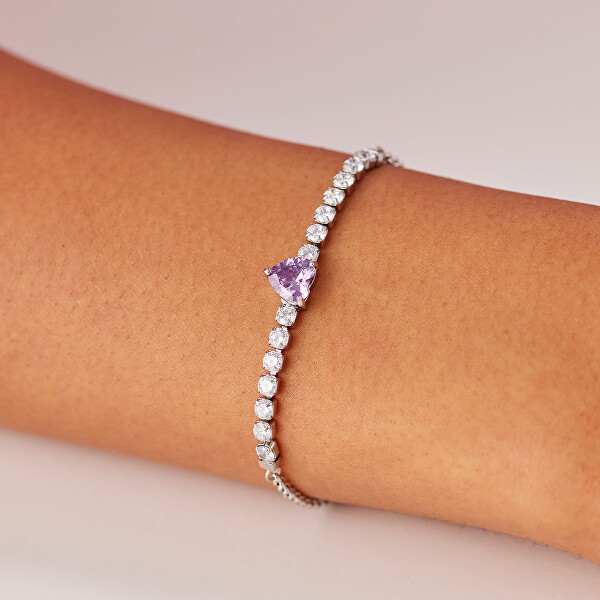 Módní ocelový náramek se zirkony Srdce Dazzly SDZ153