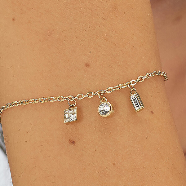 Něžný pozlacený náramek s krystaly Luce SCE26