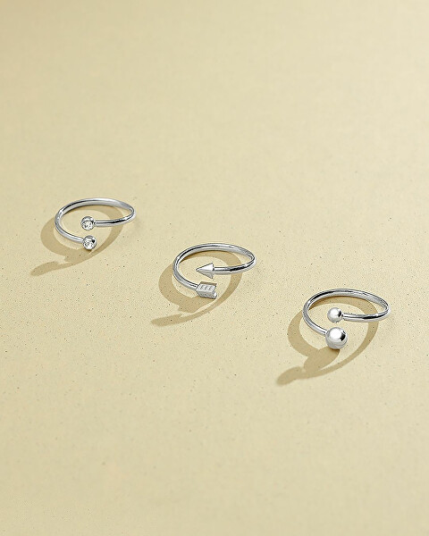 Něžný otevřený ocelový prsten s krystaly Click SCK146