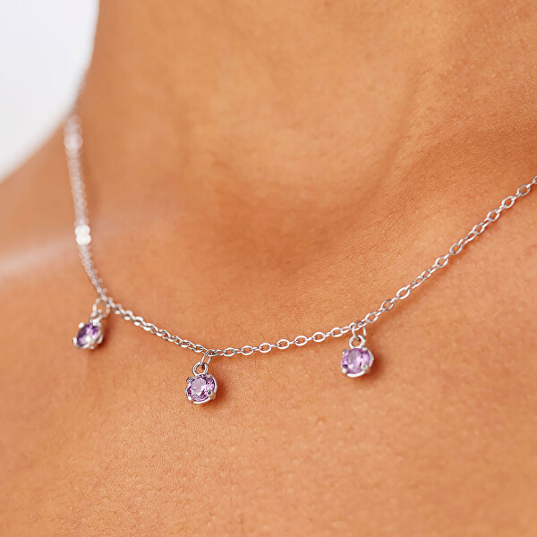 Ocelový náhrdelník s kubickými zirkony Dazzly SDZ142