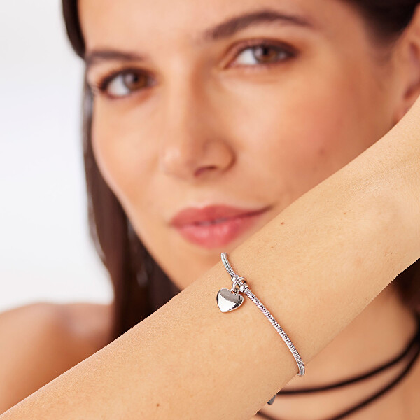 Ocelový náramek s přívěskem srdce Click SCK292