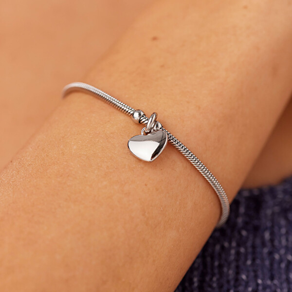 Ocelový náramek s přívěskem srdce Click SCK292
