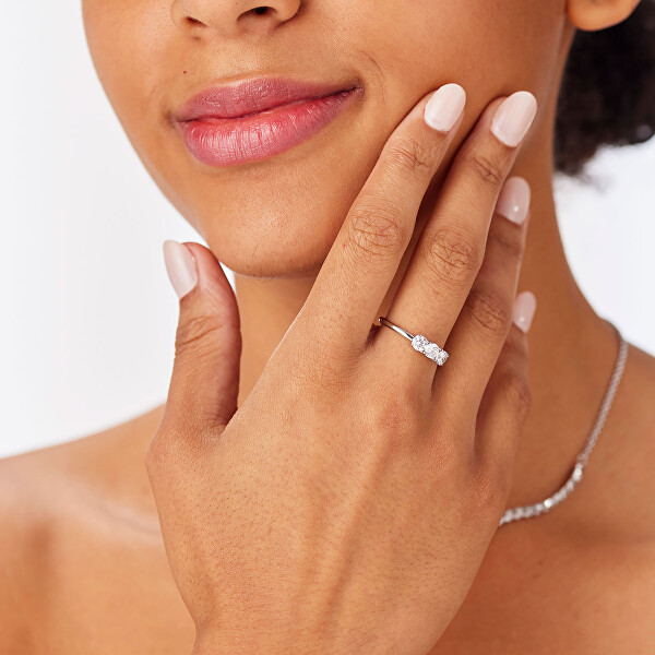 Ocelový prsten s kubickými zirkony Dazzly SDZ155