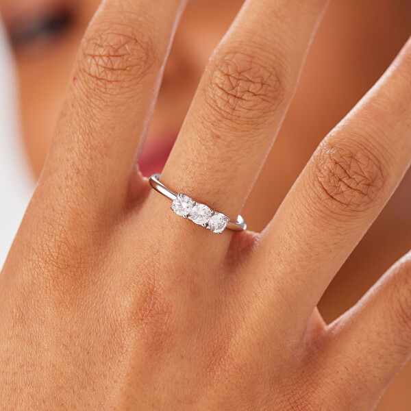 Ocelový prsten s kubickými zirkony Dazzly SDZ155