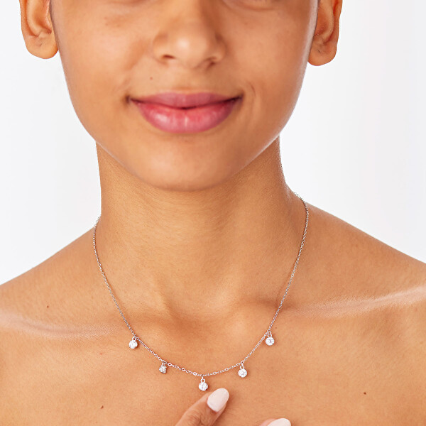 Ocelový náhrdelník s kubickými zirkony Dazzly SDZ146