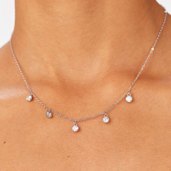 Ocelový náhrdelník s kubickými zirkony Dazzly SDZ146