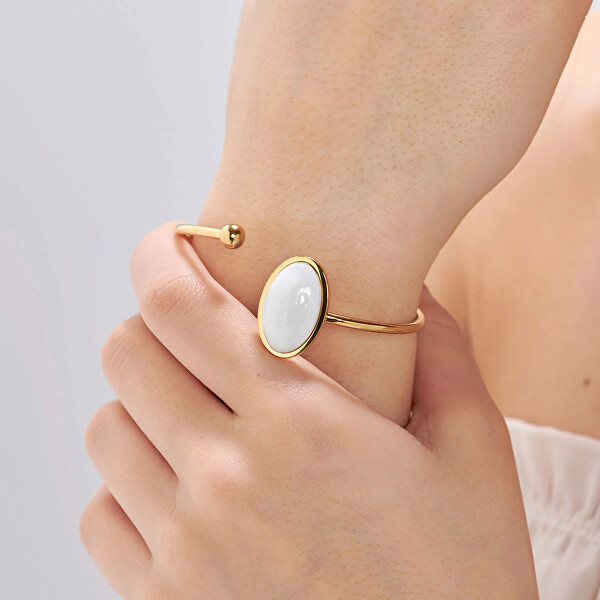 Pozlacený pevný náramek z oceli Madame SDM16