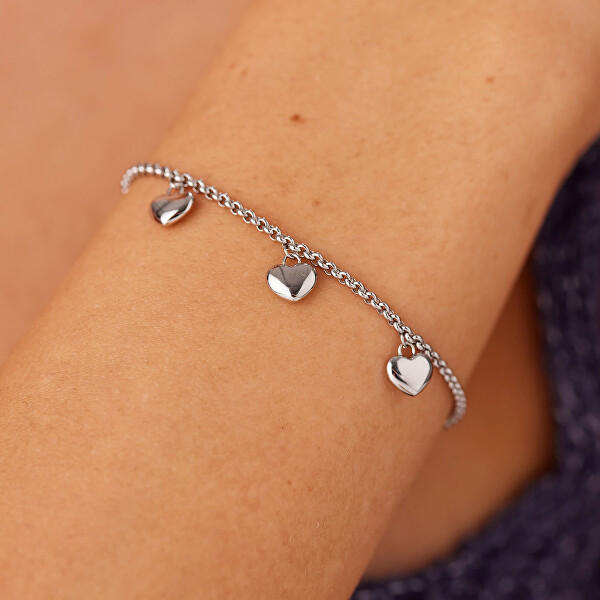 Romantický ocelový náramek se srdíčky Aurora SAR64