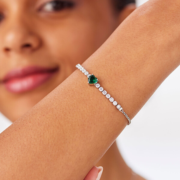 Ocelový náramek se zirkony Srdce Dazzly SDZ154