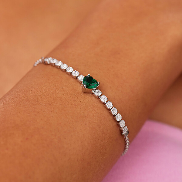 Ocelový náramek se zirkony Srdce Dazzly SDZ154