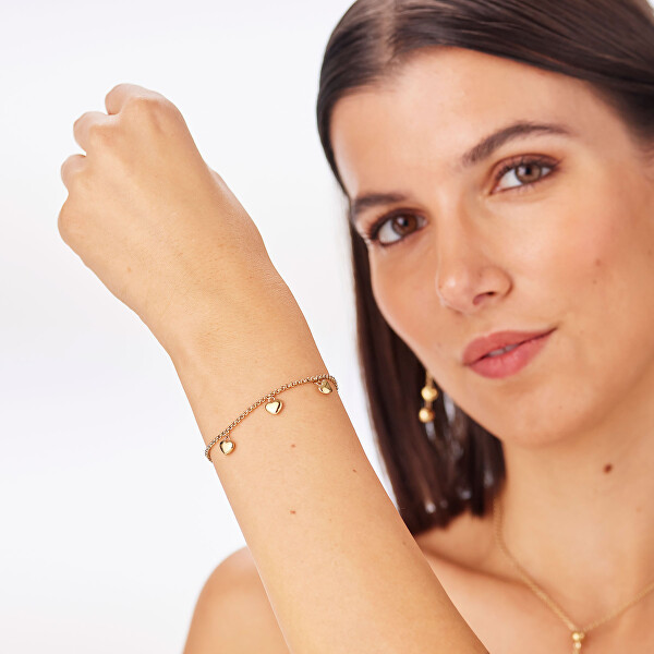 Romantický pozlacený náramek se srdíčky Aurora SAR65