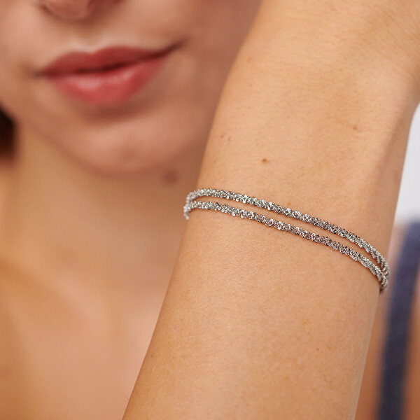 Slušivý dvojitý náramek z oceli Chunky SHK112