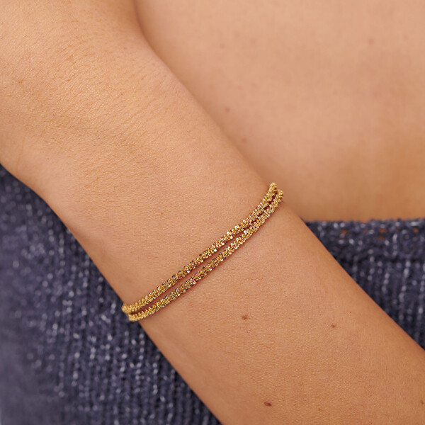 Slušivý dvojitý náramek z pozlacené oceli Chunky SHK113