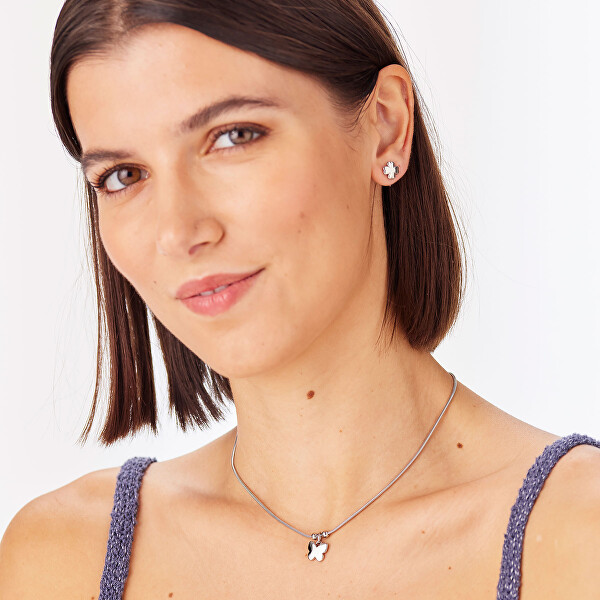 Slušivý ocelový náhrdelník Motýl Click SCK279