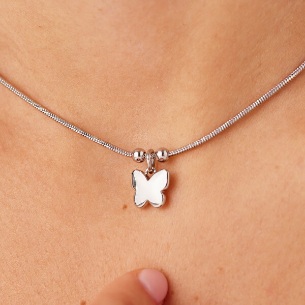Slušivý ocelový náhrdelník Motýl Click SCK279