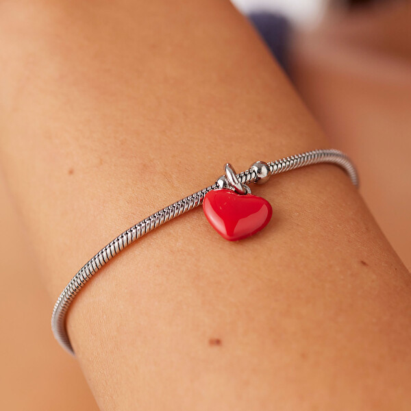 Slušivý ocelový náramek s přívěskem srdce Click SCK291