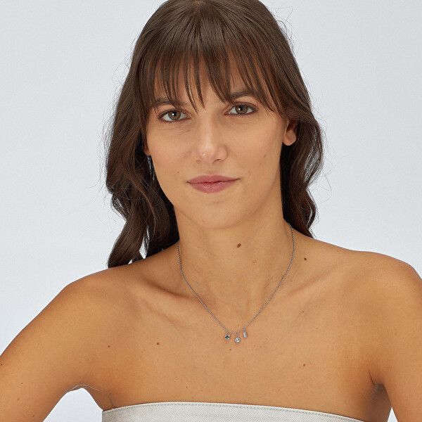 Třpytivý ocelový náhrdelník s krystaly Luce SCE23