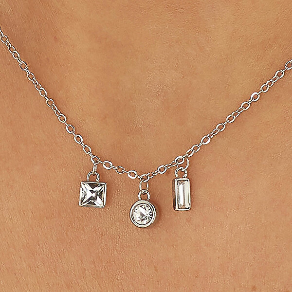 Třpytivý ocelový náhrdelník s krystaly Luce SCE23