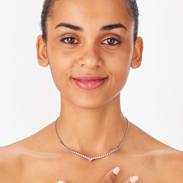 Náhrdelník s modrým kubickým zirkonem Dazzly SDZ148