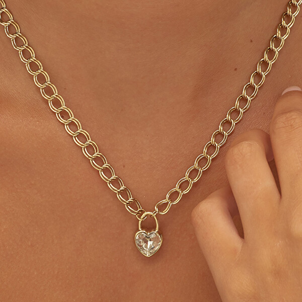 Výrazný pozlátený náhrdelník so srdiečkom My love SYL26