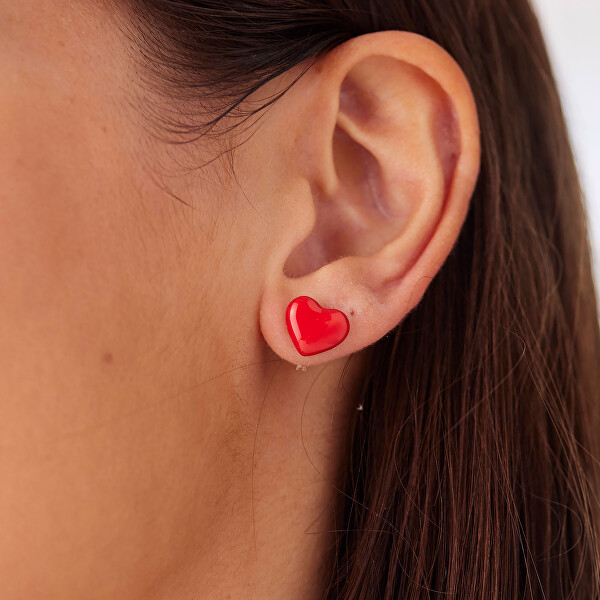 Zářivé ocelové náušnice ve tvaru srdce CLICK SCK300