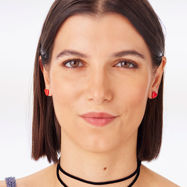 Zářivé ocelové náušnice ve tvaru srdce CLICK SCK300