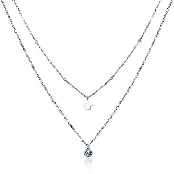 Dvojitý oceľový náhrdelník s ozdobami Aurora SAR09