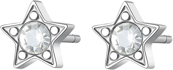 Elegáns acél fülbevaló átlátszó kristályokkal CLICK SCK46