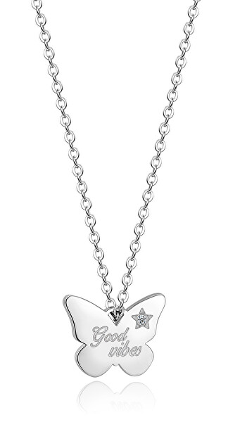 Hravý ocelový náhrdelník Motýlek Be My Always SBM50