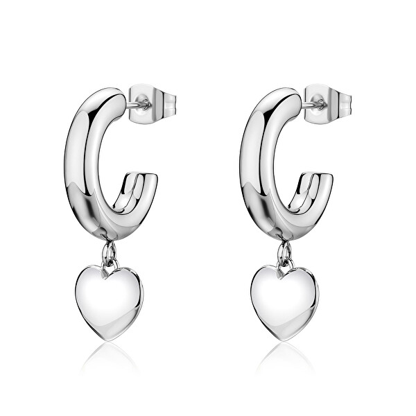 Kruhové náušnice z oceli s přívěsky ve tvaru srdce Aurora SAR66